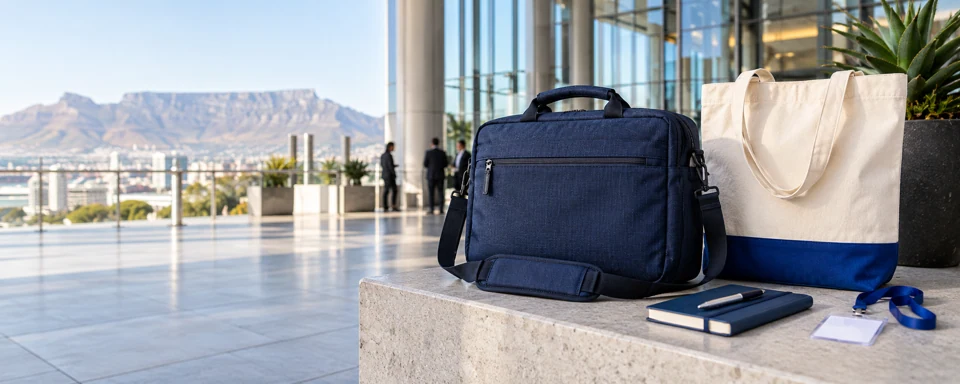 Conference bags in use